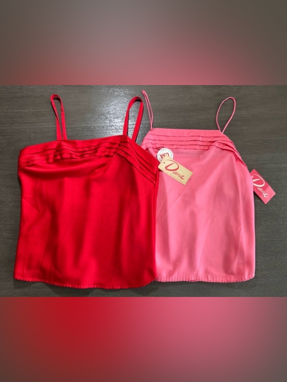 Lot Of 2 NWT Vintage Blouse Tank Tops M Red And Pink